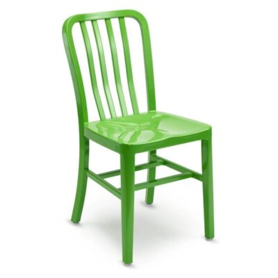 Vertical-Back Aluminum Patio Chair in Green