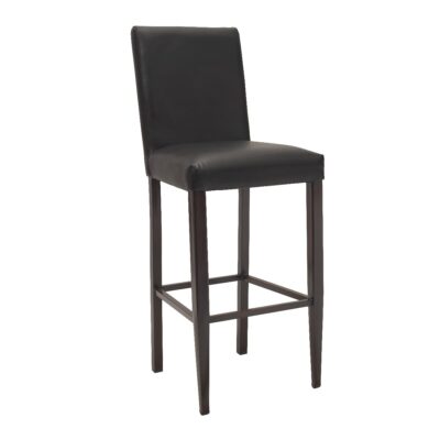 Custom Fully Upholstered Bellini Wood Look Metal Barstool in Walnut