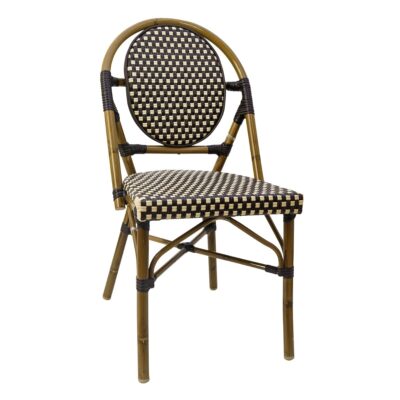 Aluminum Bamboo Look Stackable Chair in Light Walnut
