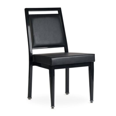 Atticus Prefabricated Black Steel Frame Banquet Chair with Vinyl Upholstery
