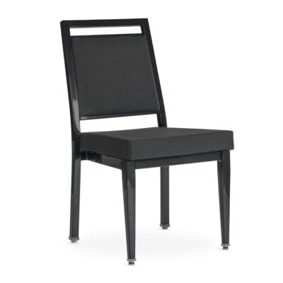 Atticus Prefabricated Black Steel Frame Banquet Chair with Fabric Upholstery