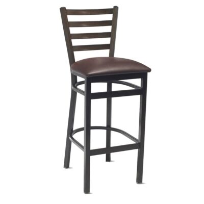 Metal Ladderback Barstool in Dark Mahogany