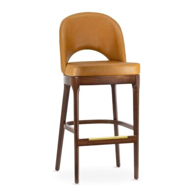 Lily Modern Tufted Wood Restaurant Bar Stool in Walnut Finish