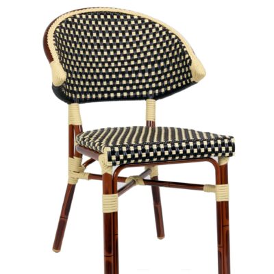 Stackable Rounded Back Aluminum Bamboo Look Chair