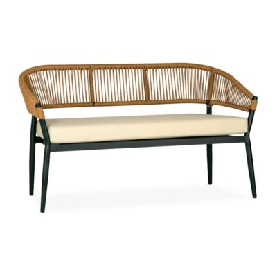 Brezza Outdoor Commercial Loveseat with Tan Seat and Back