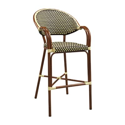 Rounded Back Aluminum Bamboo Look Barstool