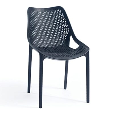 Stackable Indoor/Outdoor Black Resin Chair With Triangular Perforated Seat & Back Design
