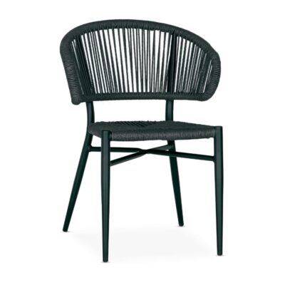 Palmera Stackable Outdoor/Indoor Commercial Rope Chair with Gray Seat and Back