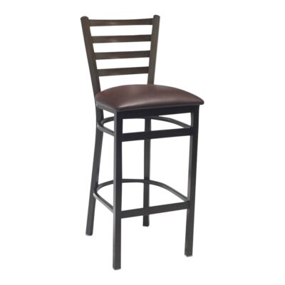 Metal Ladderback Side Bar Stool in Walnut