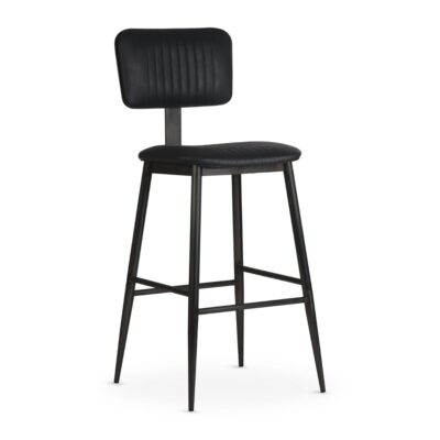 Willet Fully Upholstered Industrial Steel Restaurant Bar Stool in Black