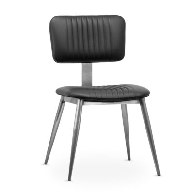 Willet Fully Upholstered Industrial Steel Restaurant Chair in Clear Coat