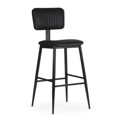 Willet Fully Upholstered Industrial Steel Restaurant Bar Stool in Black