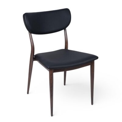 Walnut Steelgrain Restaurant Dining Chair with Black Vinyl