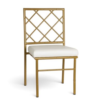 Gold Stackable Steel Restaurant Chair with Upholstered Seat