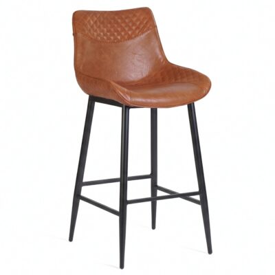 Commercial Quilted Restaurant Bar Stool with 16-Gauge Black Steel Frame