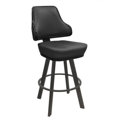 Casino-Inspired Swivel Bucket Bar Stool with Black Steel Base