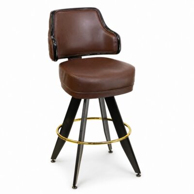Quilted Button-Back Bucket Bar Stool with Angled Black Frame