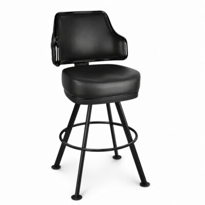 Quilted Button-Back Bucket Bar Stool with Large Rounded Black Frame