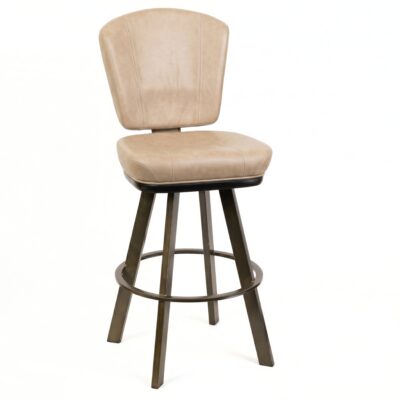 Custom Modern Upholstered Bar Stool with Rust-Finished Steel Frame