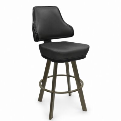 Classic Black Vinyl Bar Stool with Large Rust-Finished Frame