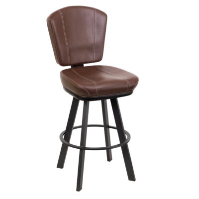 Modern Upholstered Bucket Swivel Bar Stool with Black Steel Base