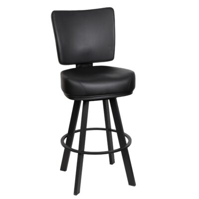 Modern Vinyl Bucket Swivel Bar Stool with Black Steel Base