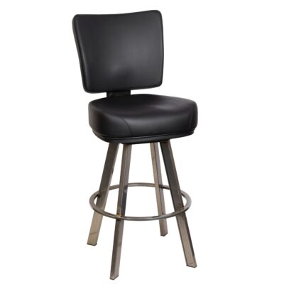 Contemporary Upholstered Bucket Bar Stool with Clear-Coated Steel Base