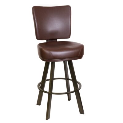 Contemporary Upholstered Bucket Bar Stool with Rust Steel Base