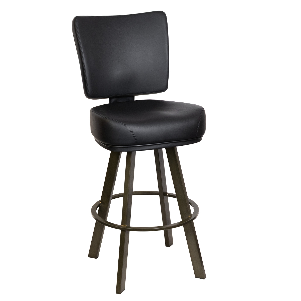 Contemporary Upholstered Bucket Bar Stool with Rust Steel Base - Image 2