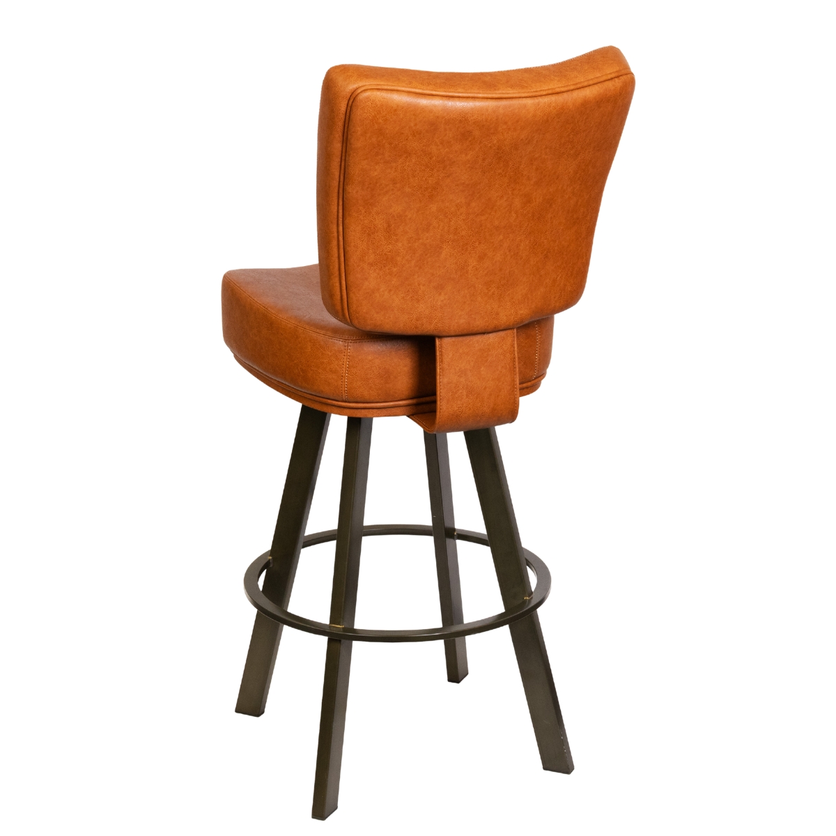 Contemporary Upholstered Bucket Bar Stool with Rust Steel Base - Image 3