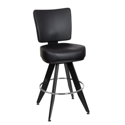 Modern Vinyl Bucket Bar Stool with Sleek Angled Black Frame